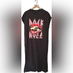 Zutter Rock and Roll Grey T Shirt Dress Size Small 100% Cotton